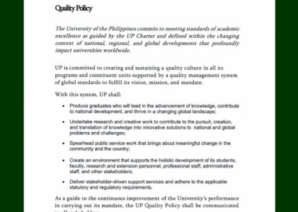 University of the Philippines Quality Policy